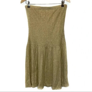 Free People Womens Strapless Cable knit Gold Metalic Dress